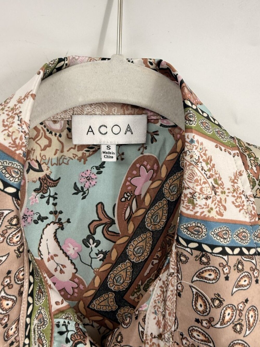 ACOA Womens Top Bandana Print Oversized Button Up Whimsigoth Boho Chic Small - Picture 3 of 6